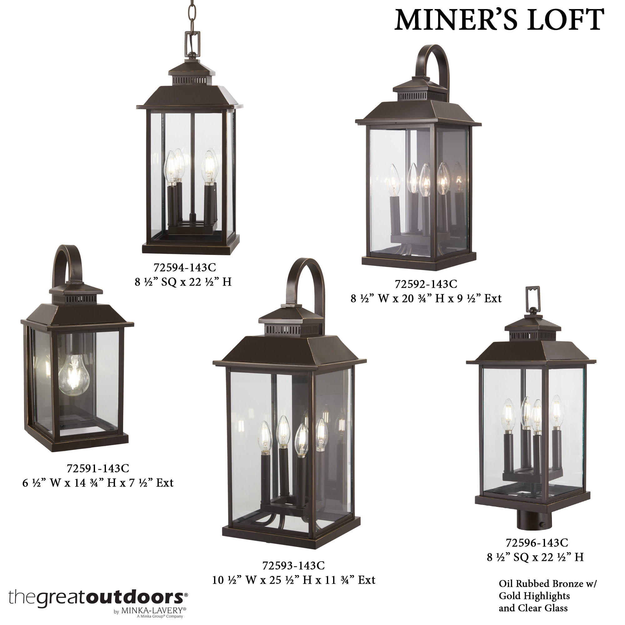 Minka Lavery - Great Outdoors - Miner's Loft - 4 Light Post Mount In