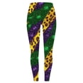 thumbnail image 5 of Maqroz Mardi Gras Leopard Print Leggings Glitter Effect Yoga Pants Wild Animal Festival Tights Yellow,M, 5 of 5