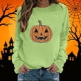 thumbnail image 2 of Fnooota Womens Halloween Sweatshirts, Long Sleeve Fashion Pullover Rhinestone Graphic Halloween Tops Green Size M, 2 of 5