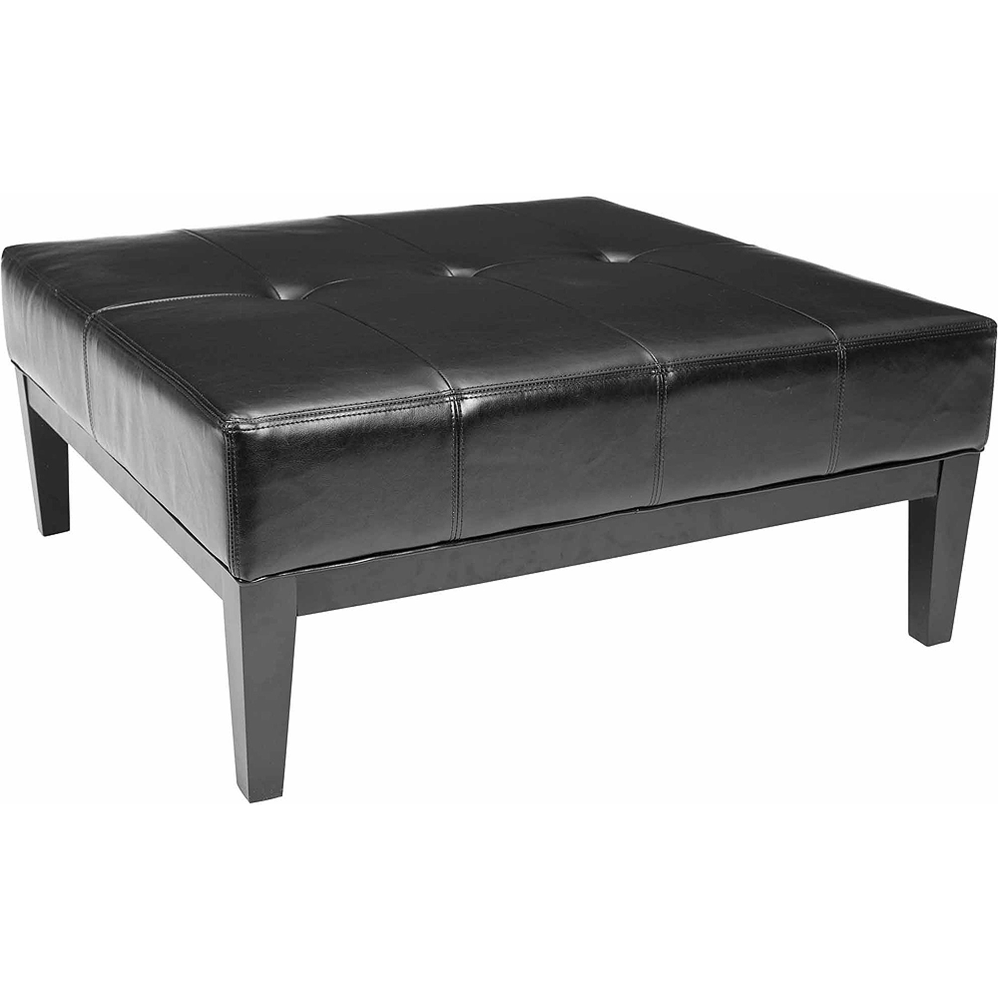 SAFAVIEH Fulton Rustic Glam Large Square Cocktail Ottoman, Black