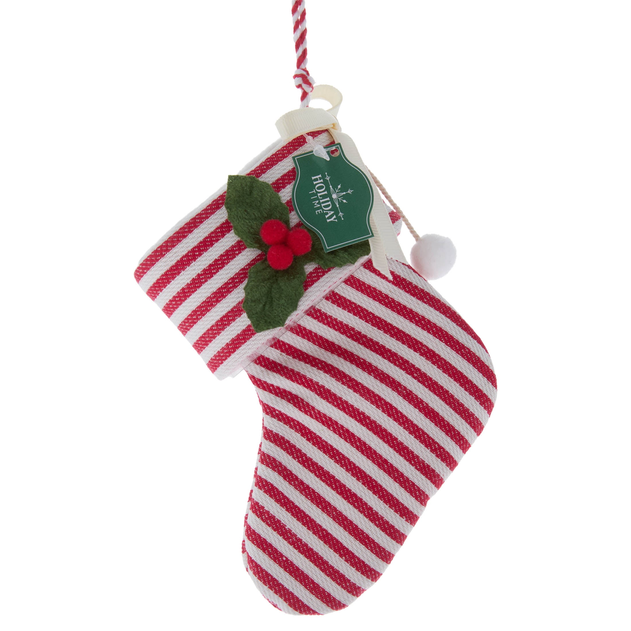 Red and White Stocking Christmas Ornament, 5.5", by Holiday Time