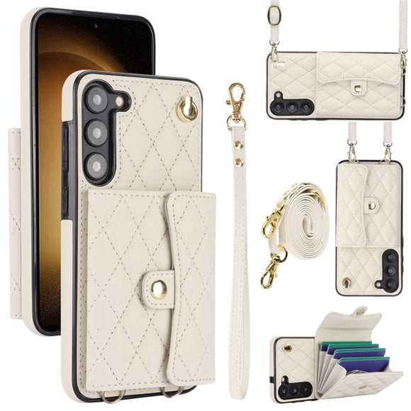 Samsung Galaxy S23 Funda Protectora con Bloqueo para Billetera Funda con Tapa Magnética Bolsillo con Ranuras para Múltiples Tarjetas con Correa para el Hombro Desmontable y Correa para la Muñeca