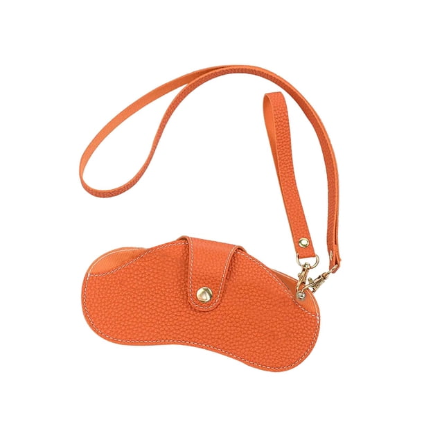 Estuche para gafas de sol, bolsa para gafas con correa para la muñeca, correa para el cuello, botón a presión portátil Naranja