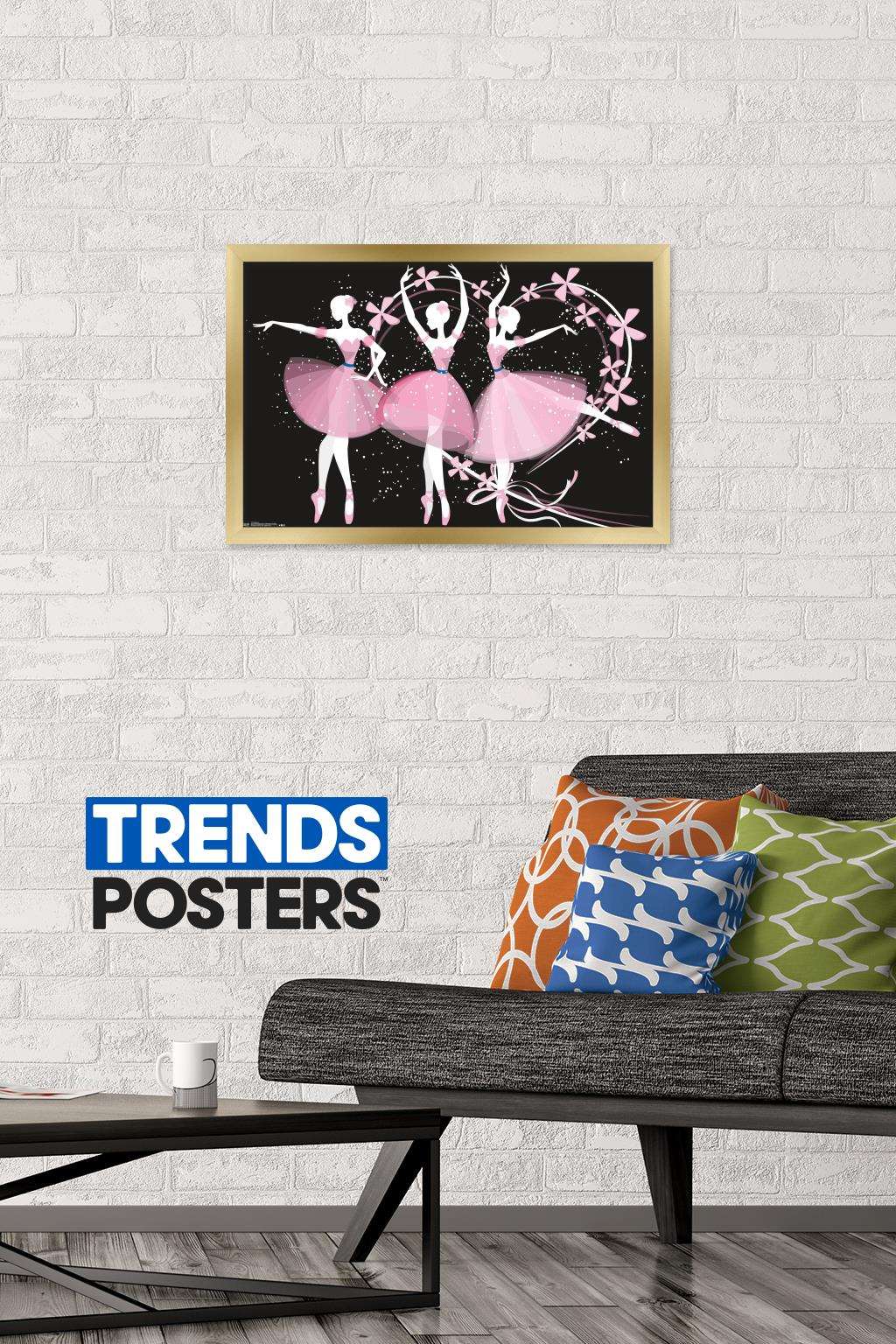 Dancing Ballerinas Wall Poster, 14.725" x 22.375", Framed