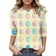 thumbnail image 2 of HAVUITYY Easter Bunny Sweater for Women – Soft 3/4 Sleeve Cotton Pullover with Cute Egg Print, Perfect Spring Going Out Top & Holiday Gift Idea, 2 of 5