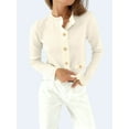thumbnail image 4 of Women'S Contrast Trim Long Sleeve Button Front V Neck Cardigan Color L, 4 of 7