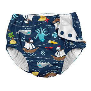 Iplay - Snap Reusable Absorbent Swimsuit Diaper, Navy Pirate