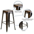 thumbnail image 4 of Emma + Oliver Commercial Grade 30"H Backless Distressed Copper Metal Indoor-Outdoor Barstool, 4 of 8