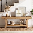 thumbnail image 6 of Tribesigns 63" Solid Wood Console Table, Farmhouse 2-Tier Low TV Console for Living Room, Entryway, Hallway, 6 of 9