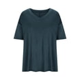 thumbnail image 2 of Diufon Plus Size T Shirts for Women Short Sleeve V Neck Casual Blouses Soild Color Tunics, 2 of 5