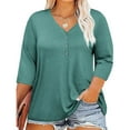 thumbnail image 2 of Shirts For Women Sevevn Women Plus Size V-Neck 3/4 Sleeve Casual T-Shirts Loose Basic Tunic Tees, 2 of 8