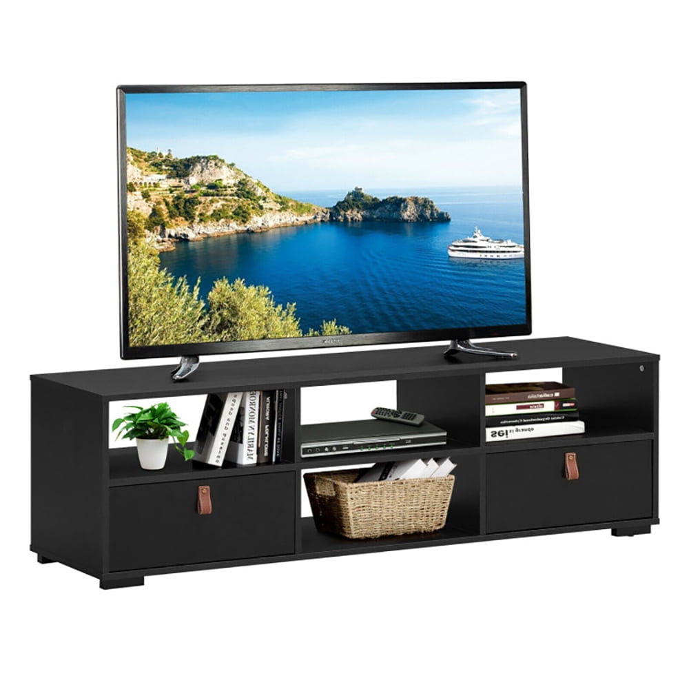 Finihen TV Stand, TV Cabinet, TV Stand Entertainment Media Center Console for TV's up to 60 Inch with Drawers, Media Entertainment Center with Storage, for Living Room, Bedroom, Black