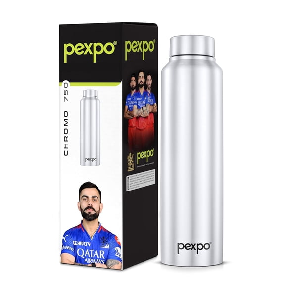 Chromo 750 Stainless Steel Sports Fridge Water Bottle - 750ml, Silver | Ideal For Office, Gym, School, Yoga, Trekking - BPA Free, Lightweight, Leak Proof & Rust Free