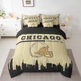 thumbnail image 2 of Football Bed in a Bag Full 7 Piece,Sports Bedding Sets,American Football Fans Bed Set Rugby Player Beige Black Comforter Set with Sheets Football Lovers Sheets (Chicago), 2 of 5