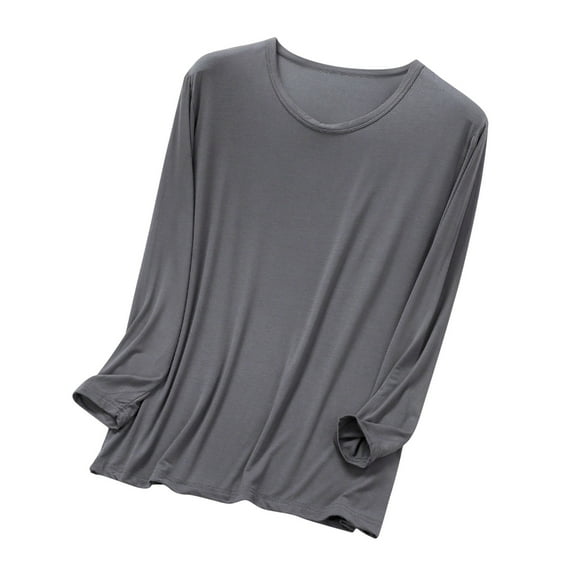 Mgmyaa Mens Long Sleeve Pajama Top Solid Color Sleepwear Shirt with Comfortable Fit Loungewear