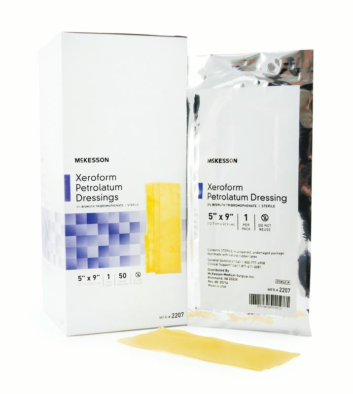 McKesson Xeroform Petrolatum Dressing 2207, 5 X 9 Inch, Box of 50