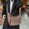 thumbnail image 5 of HUISZJ Faux Suede Crossbody Bag, Retro Dumpling Bag, Large Capacity Crossbody Bag for Women Work Travel Commute (Coffee), 5 of 10