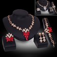 thumbnail image 4 of Shenmeida 4Pcs/set Rhinestone Flower Design Crystal Durable Bridal Floral Necklace Earrings Bracelet Jewelry Set for Wedding, 4 of 7