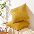 thumbnail image 3 of Set of 2 Sage Green Decorative Throw Pillow Covers 12x12 Inch Soft Corduroy Windmill Textured Striped Patchwork Cushion Cases for Sofa Bed Home Decor, 3 of 7