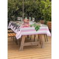 thumbnail image 3 of Outdoor Tablecloth with Umbrella Hole for Patio/Picnic/Party/Camping, Pink Flowers Waterproof Table Cloth Rectangle Table Cover Washable, Spring Floral Striped Farmhouse Botanical (60"x 120"), 3 of 8