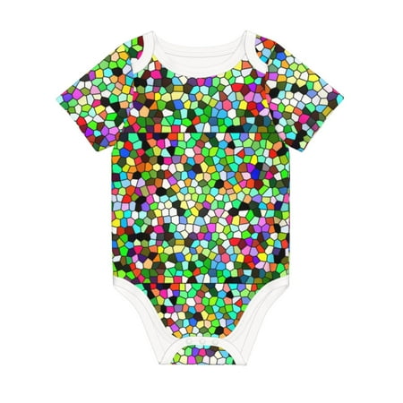 

Matuu Colorful Tie Dye Stained Glass for Baby Short-Sleeve Bodysuit Soft Cotton Comfortable and Breathable Perfect for Newborns and Infants