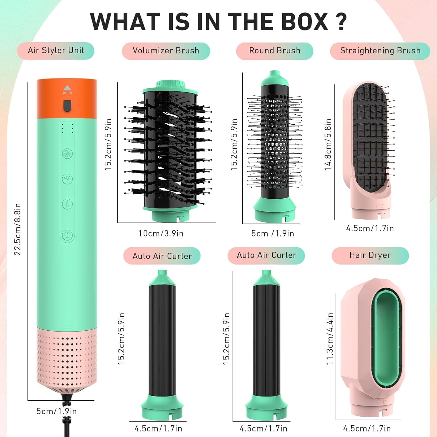 6-in-1 Hot Air Styler Kit with 200 Million Negative Ions & 110,000 RPM Motor - Professional Hair Dryer & Styler Set for Fast Drying & Frizz-Free Styling