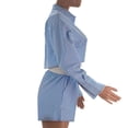 thumbnail image 5 of MAIHAN Women’s 2 Piece Lounge Tracksuit Outfit Sets Long Sleeve Button Down Shirts and Shorts Set Women 2 Piece Outfits Sets Casual Casual Summer Oversized Tracksuit Two Piece Outfit, 5 of 5