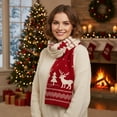 thumbnail image 2 of Christmas Reindeer Knitted Scarf Warm Neck Warmer Winter Accessory for Men Women Holiday Gift(Red), 2 of 6
