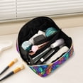thumbnail image 2 of FORMRS Makeup Bag Travel Cosmetic Organizer for Women Fold Flat Zipper Pouch with Handle, Vibrant Stained Glass Pattern, 2 of 8