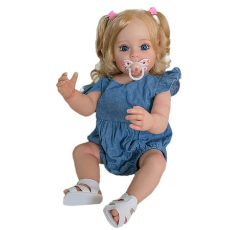 Reborn Toddler Doll Girl Silicone Full Body Realistic Newborn Baby Dolls,22inch Real Life Baby Rebirth Washable Toys for Kids