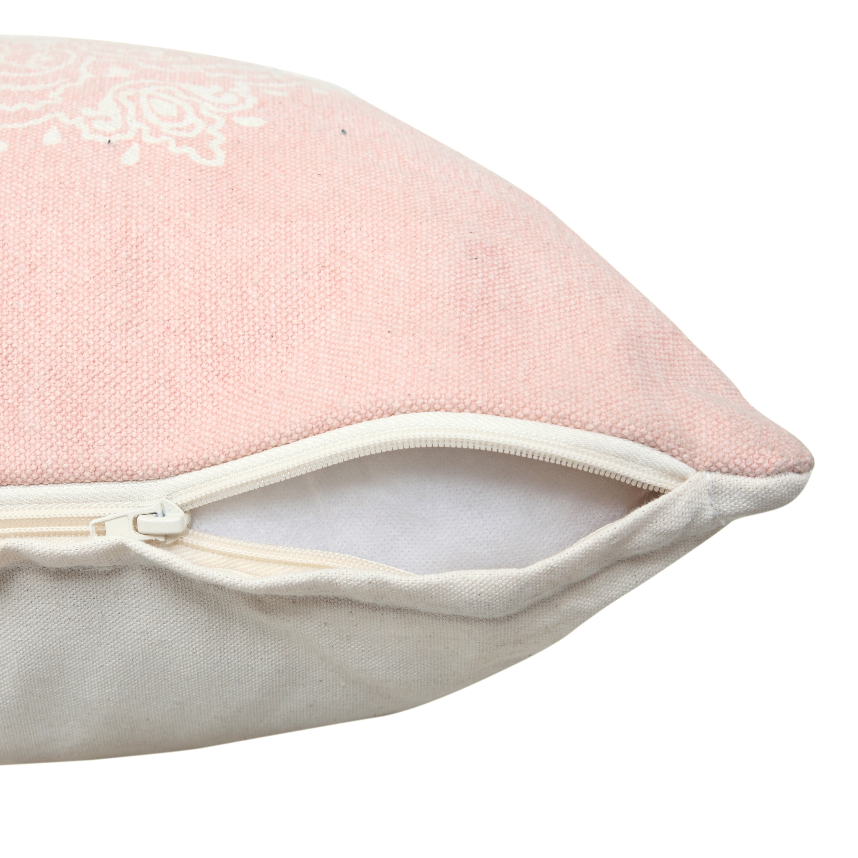 Ox Bay Ava 20" x 20" Pink/White Medallion Cotton Adult Decorative Throw Pillow Cover