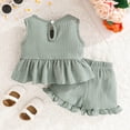 thumbnail image 6 of Wxirdiow Toddler Summer Outfits for Girls Toddler Girl Outfits Baby Girl Summer Clothes Sleeveless Ruffle Dress Tops and Shorts Clothing Sets Light Green Size,15-18 Months, 6 of 7