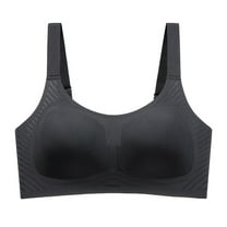 BIMEI Seamless Mastectomy Bra for Women, Pocket Post-Surgery Bra with Support Pads Comfort Lift Daily Bralettes V-Neck with Half-Fixed Cup Coaster,Black,M