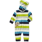 Child of Mine Carters Newborn Boys' Striped Hooded Micro Fleece Jumpsuit