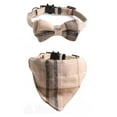 thumbnail image 1 of Collar de perro a cuadros con lazo, el mejor regalo para mascotas para perros machos pequeños a medianos, beige y marrón Adepaton CPB-US-YY288-1, 1 of 5