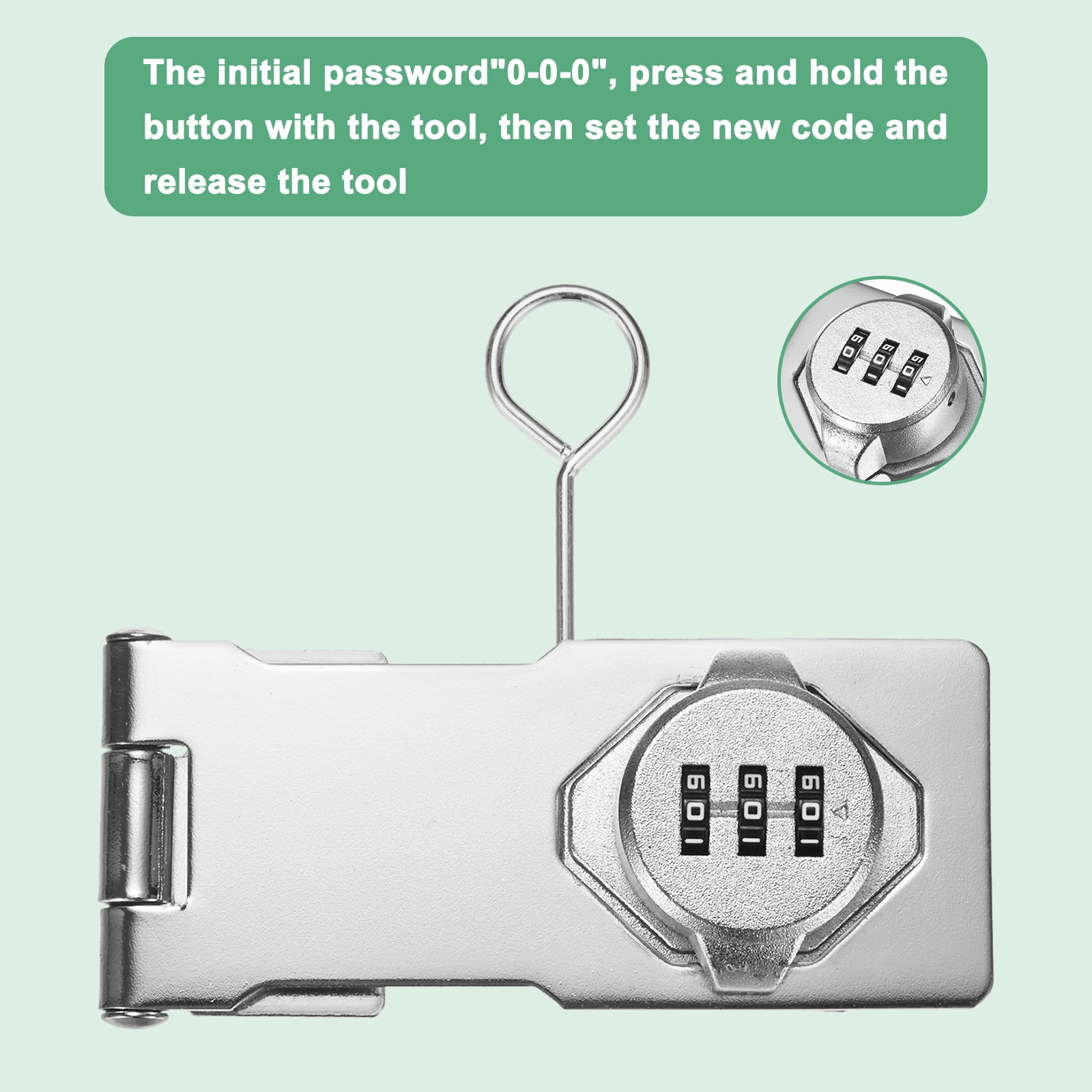 2-Pack Keyless Combination Lock, 4.3" Zinc Alloy Mechanical Password Twist Knob Hasp Locks Latch, 90/180 Degree Barn Door Lock for Cabinet/Closet/Garage/Drawers/Garden [Silver]
