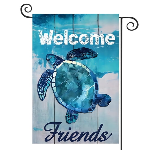 DMERBYL Welcome To Undersea World Garden Flag, Friends, Turtle Beach Yard Porch and Decoration for Outdoor, Vertical Double Side 12x18 Inch