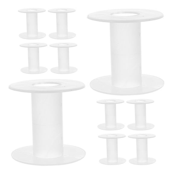 15pcs White Plastic Empty Spools for Small Ribbon Thread String Bobbin Embroidery Yarn Cord Wire Rope Chain Roll Crafts Sewing