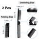 thumbnail image 2 of 2Pcs Black Fishbone Shape Coarse Fine Teeth 2 Way Foldable Hairdressing Comb, 2 of 7