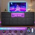 thumbnail image 2 of 63inch TV Stand Dresser for 32/45/55/65 inch TVs,Entertainment Center with 12 Drawers and Charging Station,Media Console Table with LED Lights, Chest of Drawers for Bedroom, Black, 2 of 8