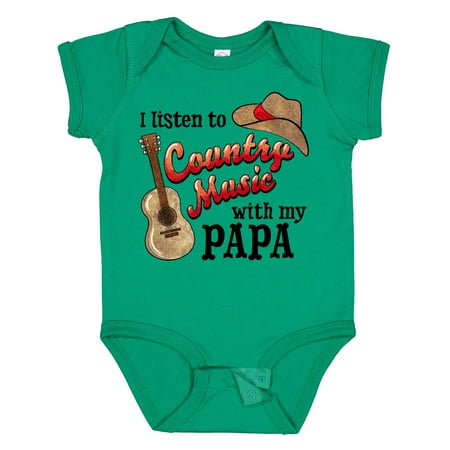 

Inktastic I Listen to Country Music with My Papa with Guitar and Hat Gift Baby Boy or Baby Girl Bodysuit