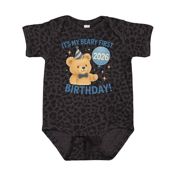 Inktastic Beary First Birthday 2026 Teddy Bear Boys or Girls Baby Bodysuit