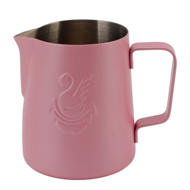 Coffee Steaming Pitcher, Food Grade 304 Stainless Steel Milk Frothing Cup Prevent Spilling For Cafe For Coffee Pink