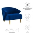 thumbnail image 4 of Armchair Accent Chair, Blue Navy, Velvet, Modern Contemporary, Mid Century Living Hotel Lounge Cafe Lobby, 4 of 8