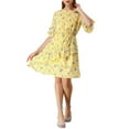 thumbnail image 1 of Vestido de Chiffon Amarillo M de INSPIRE CHIC con Estampado Floral, Corte Casual y Falda con Volantes, 1 of 7