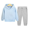thumbnail image 2 of Ramiter Hoodies for Girls Toddler Boy Clothes Long Sleeve Hoodie Sweatsuits Tops and Pants 2Pcs Boys Fall Winter Outfits Set(Sky Blue,18-24 Months), 2 of 6