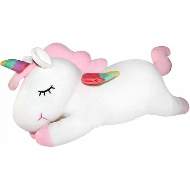 Plush Unicorn Stuffed Animal Pillows Toy, 17.72 Inch Cute Soft White Unicorn Plushie with Rainbow Wings Gifts for Girls
