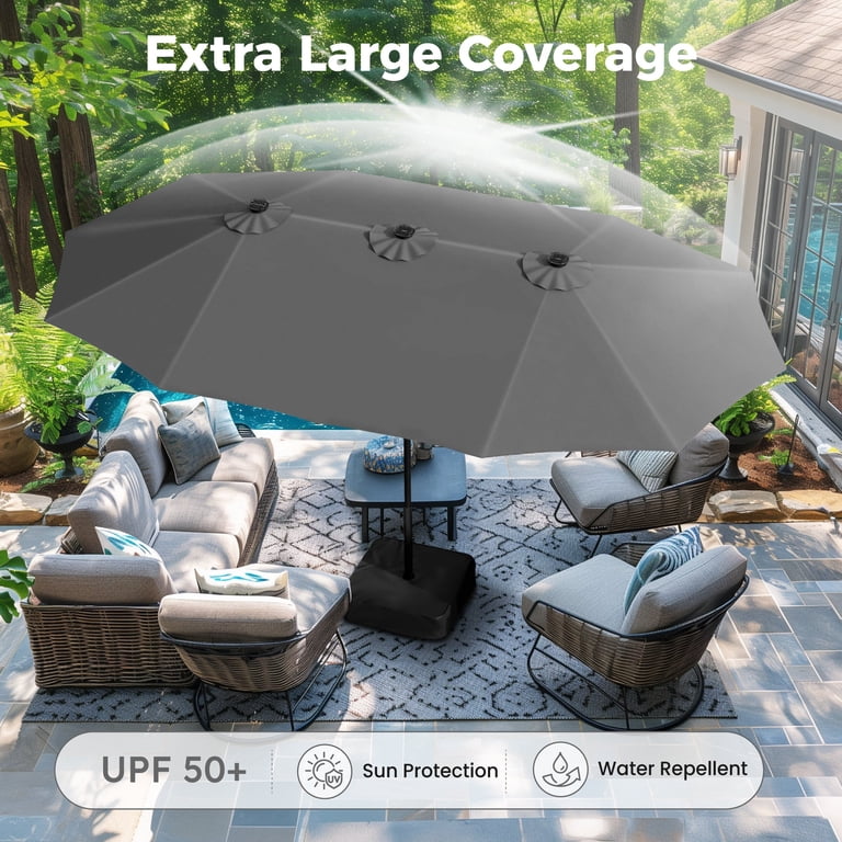 american furniture warehouse patio umbrella Capri Square Alu Teak 8 ft (White) Its expansive 11 allen + roth 13-ft Commercial
