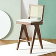 thumbnail image 2 of SAFAVIEH Couture Colette Square Mid Back Bar Stool, Walnut/Natural, 2 of 15