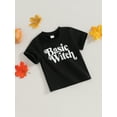 thumbnail image 4 of Baby Girls Halloween T-Shirts Fashion Short Sleeve Round Neck Letter Print Tops Toddler T-Shirts, 4 of 8